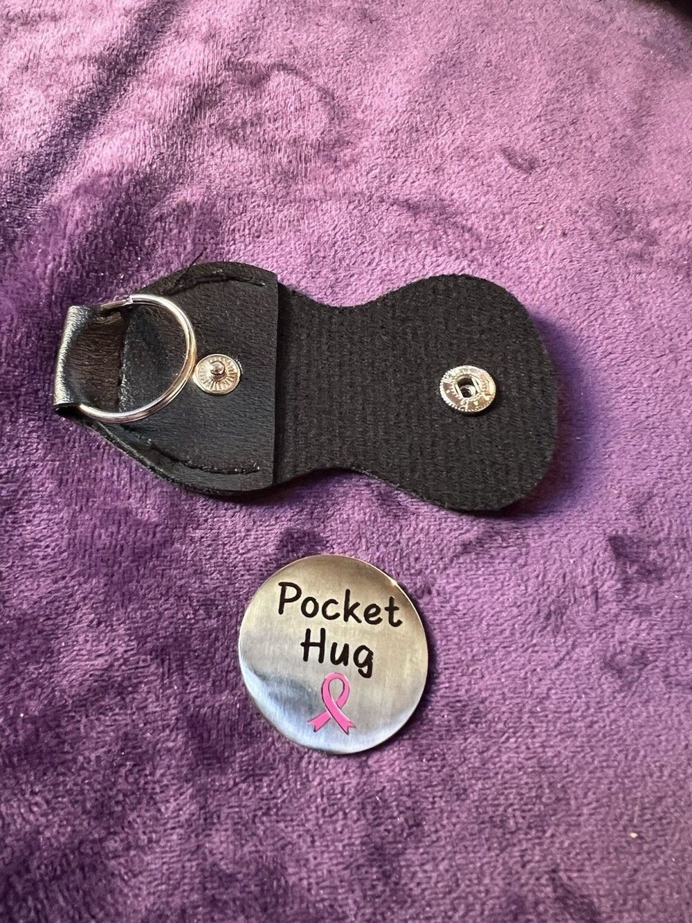 Breast Cancer Pocket Hug Coin And Keychain Holder Double Sided Coin